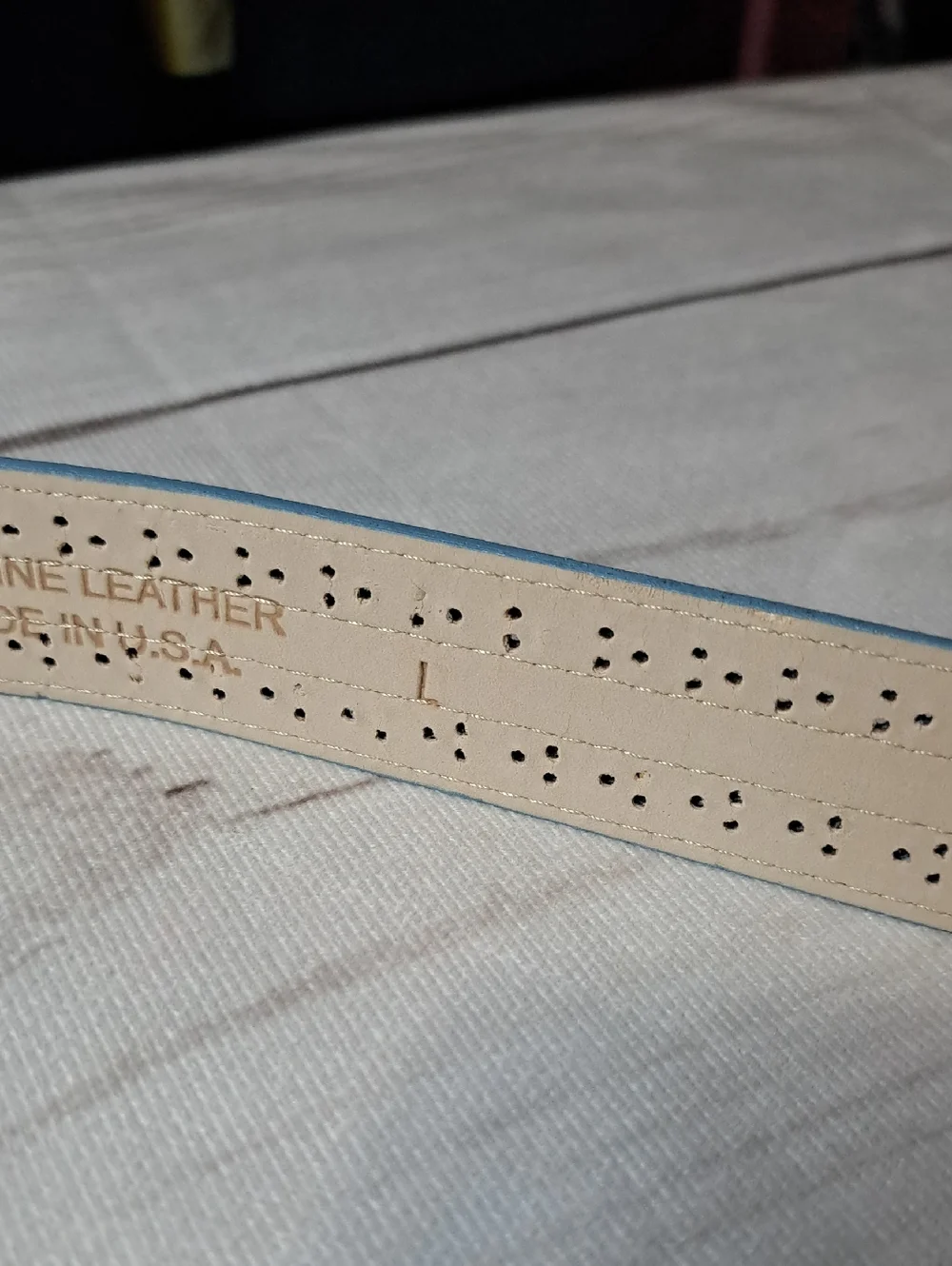 Avignon Light Blue Perforated Leather Belt Size Large 31